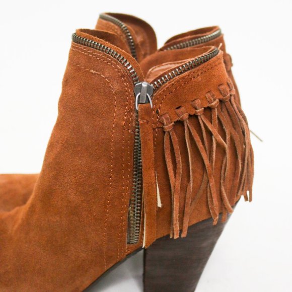 Dolce Vita Size 8.5 Hiro Fringe Suede Bootie Boots Shoes Boho Western Festival - Picture 4 of 7